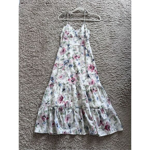 Lulus Floral tiered midi dress size medium - Picture 3 of 4